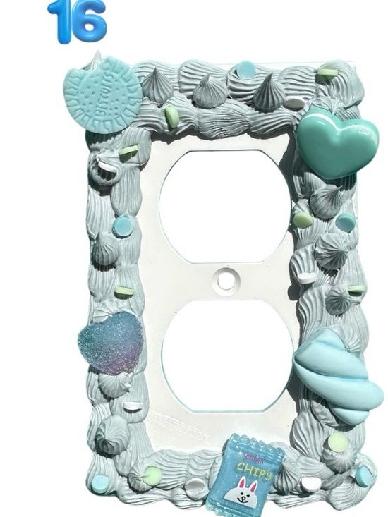 Other - Handcrafted Aqua Blue Decorative Double Outlet Cover Plate